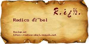 Radics Ábel névjegykártya